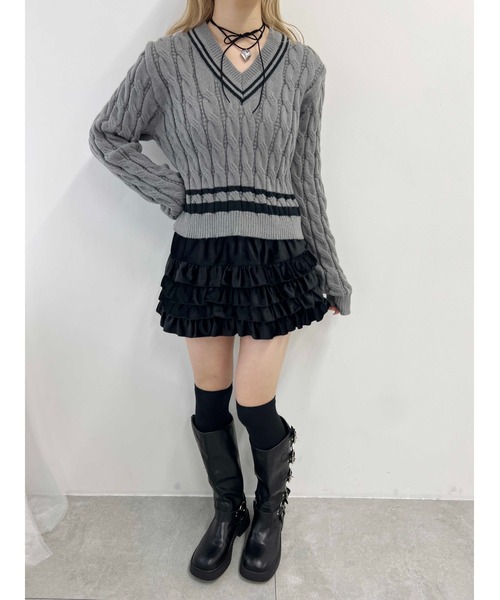 PHILLY（フィリー）の「【PHILLY】ラインケーブルニット（ニット/セーター・レディース・ブラック/アイボリー/グレー・FREE）」の18枚目の写真