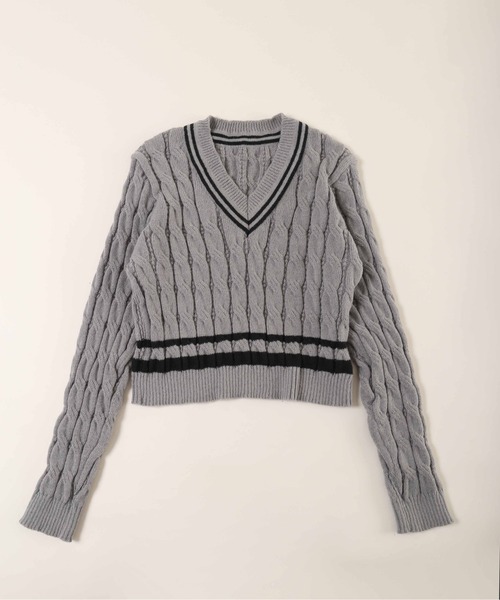 PHILLY（フィリー）の「【PHILLY】ラインケーブルニット（ニット/セーター・レディース・ブラック/アイボリー/グレー・FREE）」の22枚目の写真