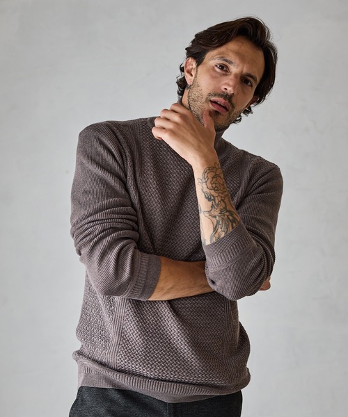 RATTLE TRAP（ラトルトラップ）の「ハイゲージ(12GG)タートルネックニット（ニット/セーター・メンズ・ブラック/ホワイト/ベージュ系その他・M/L/LL）」の3枚目の写真