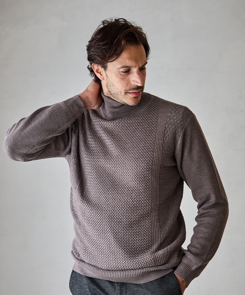 RATTLE TRAP（ラトルトラップ）の「ハイゲージ(12GG)タートルネックニット（ニット/セーター・メンズ・ブラック/ホワイト/ベージュ系その他・M/L/LL）」の7枚目の写真