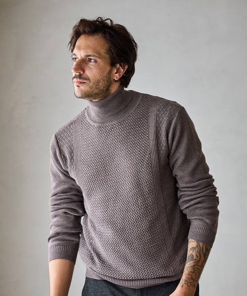 RATTLE TRAP（ラトルトラップ）の「ハイゲージ(12GG)タートルネックニット（ニット/セーター・メンズ・ブラック/ホワイト/ベージュ系その他・M/L/LL）」の8枚目の写真