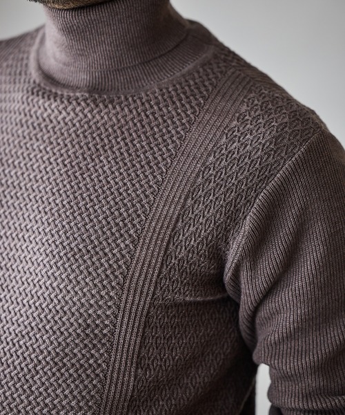 RATTLE TRAP（ラトルトラップ）の「ハイゲージ(12GG)タートルネックニット（ニット/セーター・メンズ・ブラック/ホワイト/ベージュ系その他・M/L/LL）」の9枚目の写真