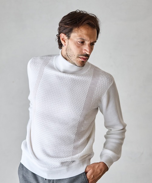 RATTLE TRAP（ラトルトラップ）の「ハイゲージ(12GG)タートルネックニット（ニット/セーター・メンズ・ブラック/ホワイト/ベージュ系その他・M/L/LL）」の13枚目の写真