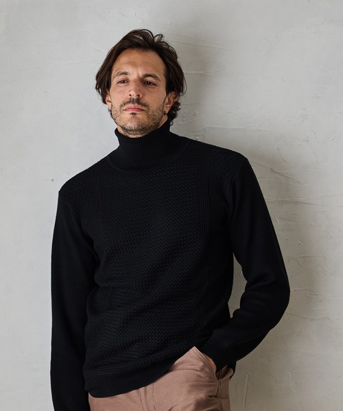 RATTLE TRAP（ラトルトラップ）の「ハイゲージ(12GG)タートルネックニット（ニット/セーター・メンズ・ブラック/ホワイト/ベージュ系その他・M/L/LL）」の18枚目の写真