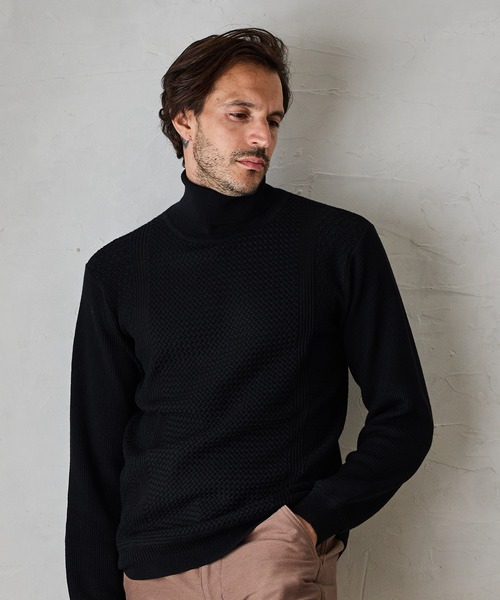 RATTLE TRAP（ラトルトラップ）の「ハイゲージ(12GG)タートルネックニット（ニット/セーター・メンズ・ブラック/ホワイト/ベージュ系その他・M/L/LL）」の19枚目の写真