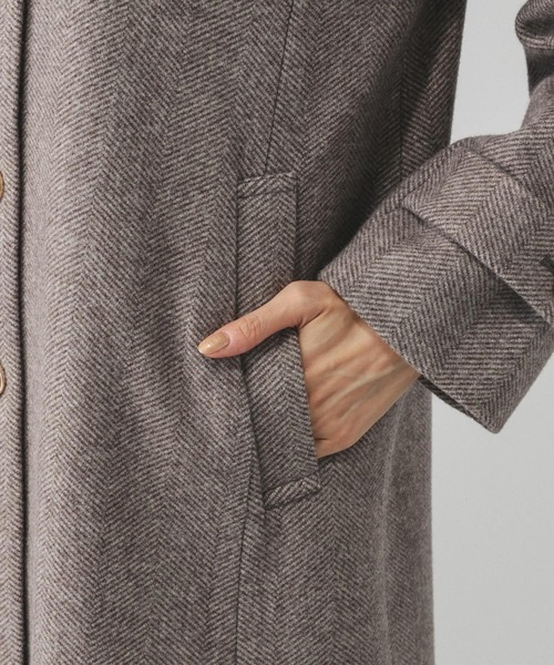 セール】軽やかストレッチクルーコート/115509（ノーカラーコート