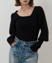 SENEE | puff sleeve square neck knit（パフスリーブスクエアネックニット）(ニット/セーター)