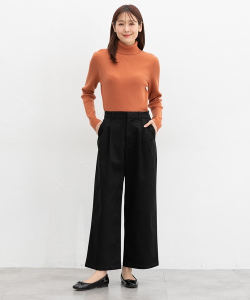 Honeys（ハニーズ）の「チノワイドストレート（股下６４ｃｍ）（チノパンツ・レディース・ブラック/ベージュ/キャメル/カーキ・L/LL/M/S/SS）」の9枚目の写真