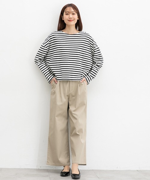 Honeys（ハニーズ）の「チノワイドストレート（股下６４ｃｍ）（チノパンツ・レディース・ブラック/ベージュ/キャメル/カーキ・L/LL/M/S/SS）」の14枚目の写真