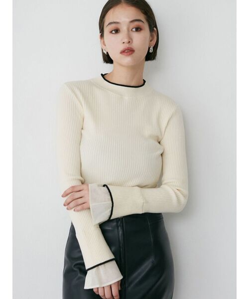 MURUA（ムルーア）の「ベルスリーブラインニット（ニット/セーター・レディース・アイボリー/ブラック/ブルー・FREE）」の3枚目の写真