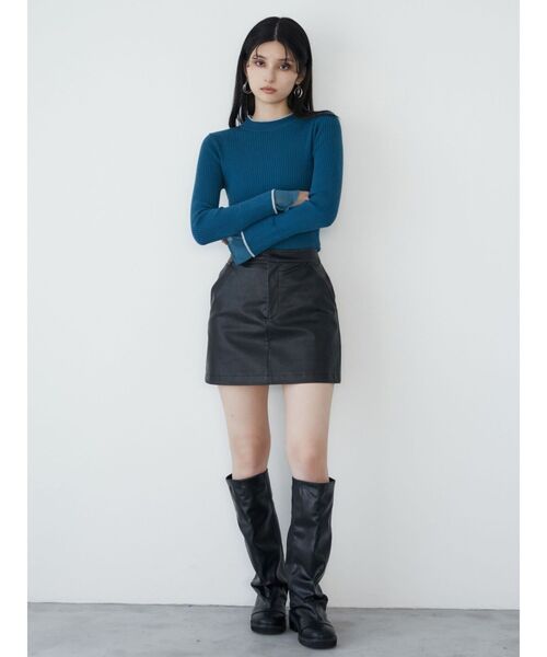 MURUA（ムルーア）の「ベルスリーブラインニット（ニット/セーター・レディース・アイボリー/ブラック/ブルー・FREE）」の9枚目の写真