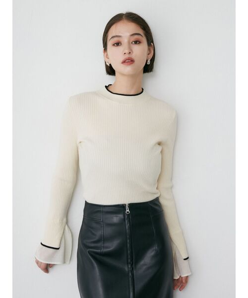 MURUA（ムルーア）の「ベルスリーブラインニット（ニット/セーター・レディース・アイボリー/ブラック/ブルー・FREE）」の10枚目の写真