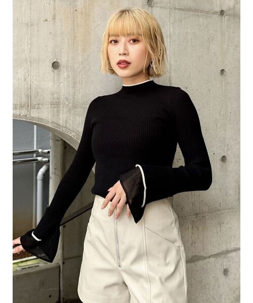 MURUA（ムルーア）の「ベルスリーブラインニット（ニット/セーター・レディース・アイボリー/ブラック/ブルー・FREE）」の21枚目の写真