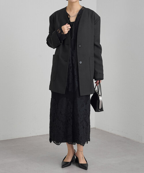 Omekashi（オメカシ）の「メッシュレーススカラップワンピース（ワンピース・レディース・オフホワイト/ブラック/ブルー・38/36）」の14枚目の写真