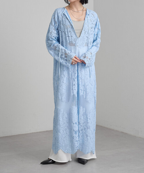 Omekashi（オメカシ）の「メッシュレーススカラップワンピース（ワンピース・レディース・オフホワイト/ブラック/ブルー・38/36）」の21枚目の写真