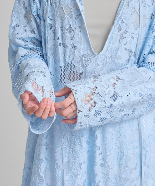 Omekashi（オメカシ）の「メッシュレーススカラップワンピース（ワンピース・レディース・オフホワイト/ブラック/ブルー・38/36）」の7枚目の写真