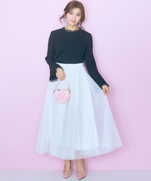 marun(マルン)の「<大きいサイズ>2点セット(チェックジャケット+チュールスカート)marun(スカート・レディース・ブラウン/ホワイト・L/LL/3L/4L/5L)」の12枚目の写真