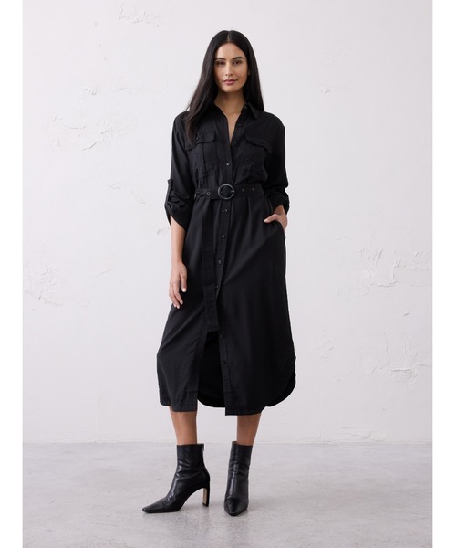 BANANA REPUBLIC FACTORY STORE(バナナリパブリック ファクトリーストア)の「BANANA REPUBLIC FACTORY STORE 日本限定 ユーティリティシャツワンピース(ワンピース・レディース・ベージュ/ブラック・XS/S/M/L)」の2枚目の写真