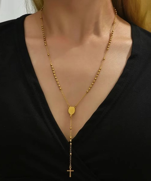 VIBGYOR（ヴィブジョー）の「ロザリオネックレス クロスネックレス 十字架(BDS)（ネックレス・メンズ・ゴールド/シルバー・FREE）」の2枚目の写真