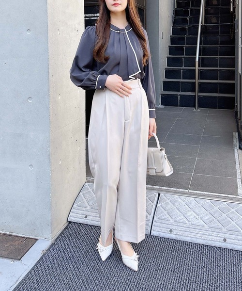 INGNI（イング）の「【WEB限定】ワイドパンツ（スラックス・レディース・ブラック/アイボリー/ミント/グレー・M/S）」の7枚目の写真