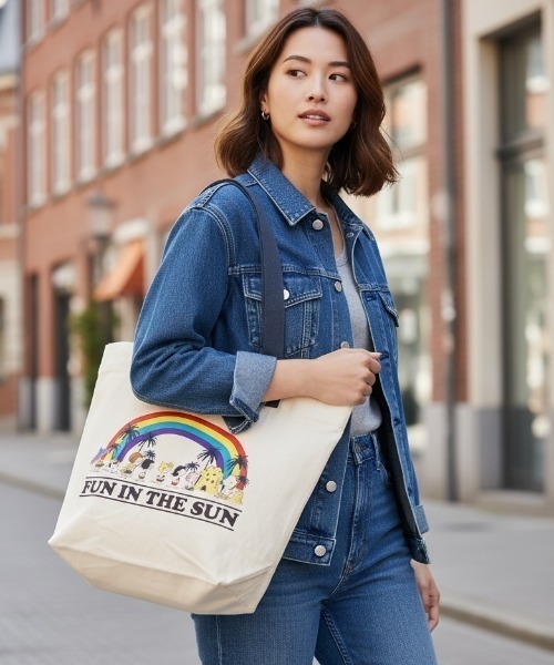 PEANUTS（ピーナッツ）の「PEANUTS キャンバストートバッグ（トートバッグ・レディース・ライトホワイト/アイボリー/ストーン/オフホワイト・FREE）」の4枚目の写真