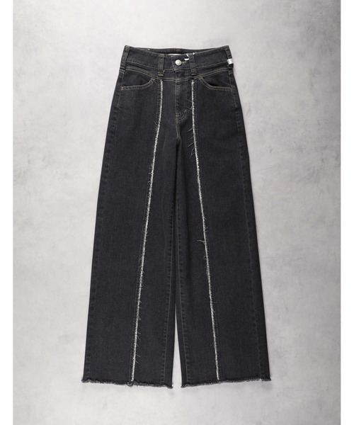 SOMETHING（サムシング）の「SOMETHING(サムシング)【レディース】「LISA」フリンジワイドパンツ（デニムパンツ・レディース・ブラック・XS/S/M/L）」の6枚目の写真