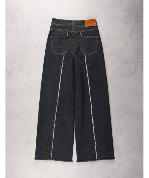 SOMETHING（サムシング）の「SOMETHING(サムシング)【レディース】「LISA」フリンジワイドパンツ（デニムパンツ・レディース・ブラック・XS/S/M/L）」の7枚目の写真