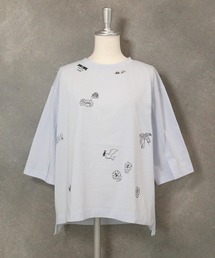 ハーフスリーブ刺繍プルオーバー