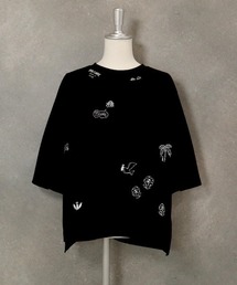 ハーフスリーブ刺繍プルオーバー