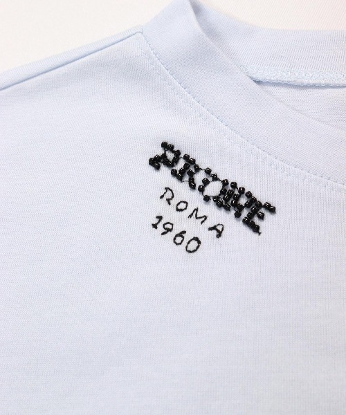 STUDIO PICONE(スタジオピッコーネ)の「ハーフスリーブ刺繍プルオーバー(Tシャツ/カットソー・レディース・ブラック/ライトブルー/ホワイト×ブラック/ホワイト×ブルー・M/L/LL)」の18枚目の写真