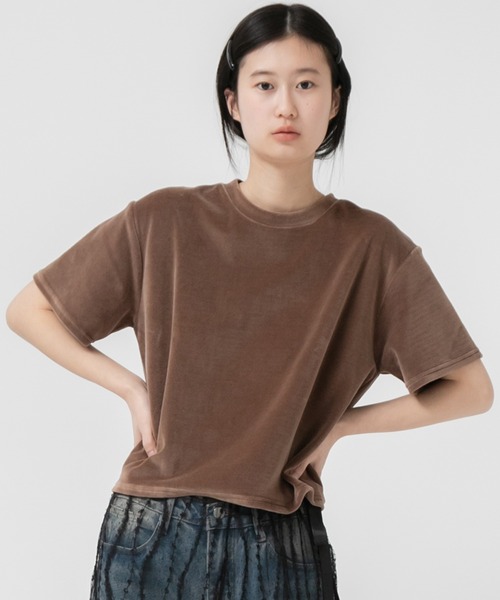 セール】コンパクトベロアTシャツ/ 秋服 コンパクト マットベロア
