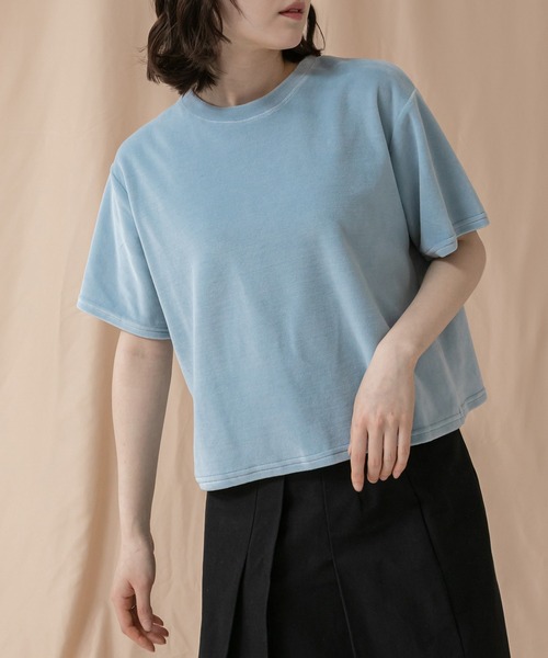 セール】コンパクトベロアTシャツ/ 秋服 コンパクト マットベロア