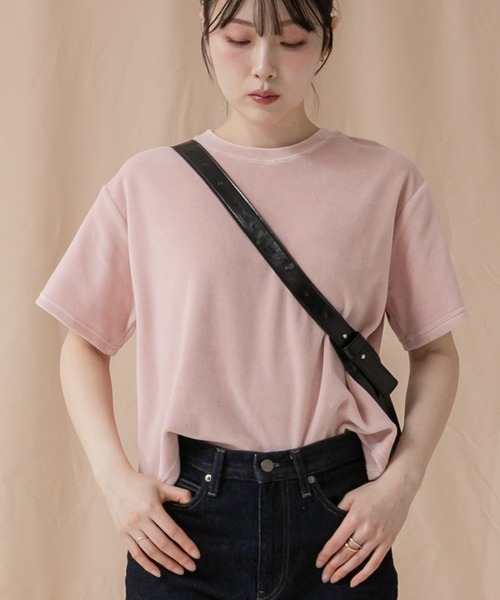 コンパクトベロアTシャツ/ 秋服 コンパクト マットベロアカットソー