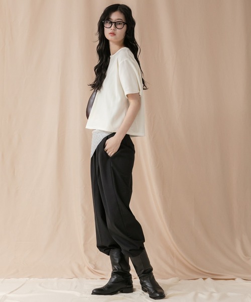 HEILIS(ヘイリス)の「コンパクトベロアTシャツ/ 秋服 コンパクト マットベロアカットソー ピンク ブラック ネイビー ブルー アイボリー オフホワイト ピンク グレー ブラウン ノームコア シンプル 韓国(Tシャツ/カットソー・レディース・ブルー/グレー/ブラック/アイボリー/ピンク/ブラウン/ネイビー・FREE)」の15枚目の写真