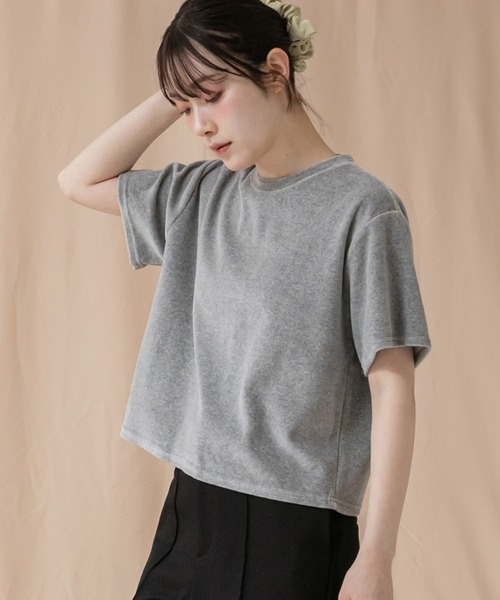HEILIS(ヘイリス)の「コンパクトベロアTシャツ/ 秋服 コンパクト マットベロアカットソー ピンク ブラック ネイビー ブルー アイボリー オフホワイト ピンク グレー ブラウン ノームコア シンプル 韓国(Tシャツ/カットソー・レディース・ブルー/グレー/ブラック/アイボリー/ピンク/ブラウン/ネイビー・FREE)」の21枚目の写真