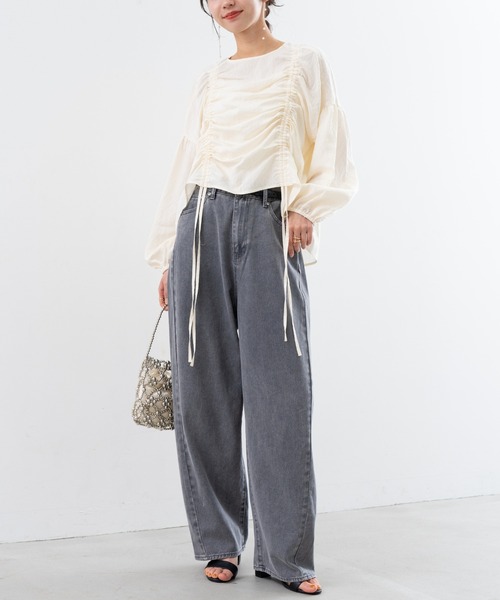 refinedworks(リファインドワークス)の「【refinedworks】オトナの女性が着やすい 緩い カーブパンツ !(デニムパンツ・レディース・ブラウン/グリーン/グレー・FREE)」の15枚目の写真
