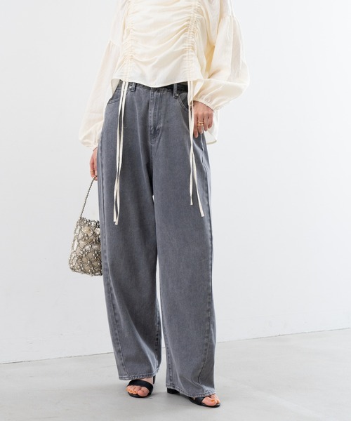 refinedworks(リファインドワークス)の「【refinedworks】オトナの女性が着やすい 緩い カーブパンツ !(デニムパンツ・レディース・ブラウン/グリーン/グレー・FREE)」の17枚目の写真