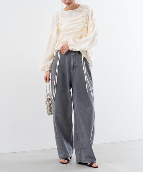 refinedworks(リファインドワークス)の「【refinedworks】オトナの女性が着やすい 緩い カーブパンツ !(デニムパンツ・レディース・ブラウン/グリーン/グレー・FREE)」の19枚目の写真