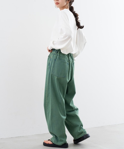 refinedworks(リファインドワークス)の「【refinedworks】オトナの女性が着やすい 緩い カーブパンツ !(デニムパンツ・レディース・ブラウン/グリーン/グレー・FREE)」の4枚目の写真