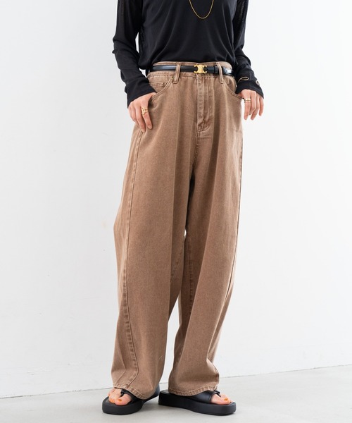 refinedworks(リファインドワークス)の「【refinedworks】オトナの女性が着やすい 緩い カーブパンツ !(デニムパンツ・レディース・ブラウン/グリーン/グレー・FREE)」の7枚目の写真