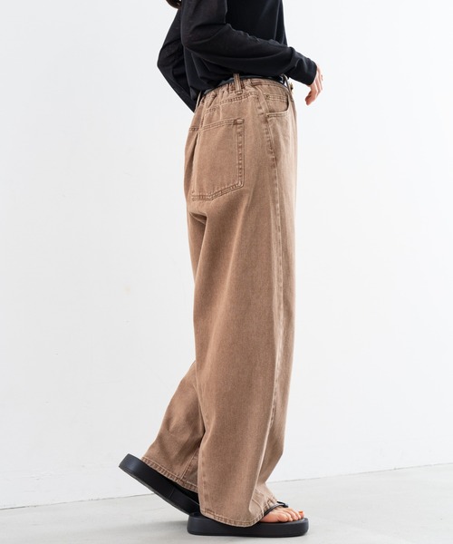 refinedworks(リファインドワークス)の「【refinedworks】オトナの女性が着やすい 緩い カーブパンツ !(デニムパンツ・レディース・ブラウン/グリーン/グレー・FREE)」の8枚目の写真