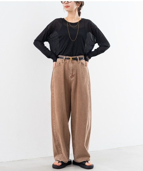 refinedworks(リファインドワークス)の「【refinedworks】オトナの女性が着やすい 緩い カーブパンツ !(デニムパンツ・レディース・ブラウン/グリーン/グレー・FREE)」の10枚目の写真