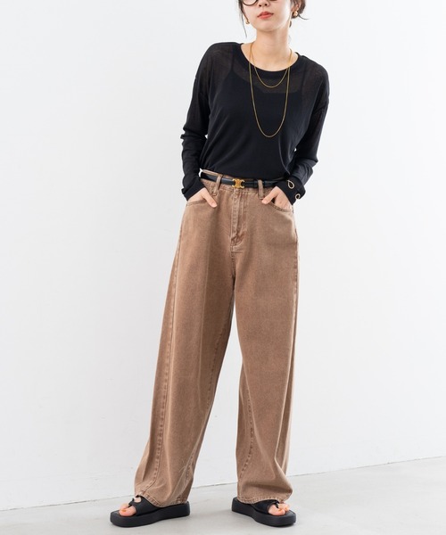 refinedworks(リファインドワークス)の「【refinedworks】オトナの女性が着やすい 緩い カーブパンツ !(デニムパンツ・レディース・ブラウン/グリーン/グレー・FREE)」の11枚目の写真