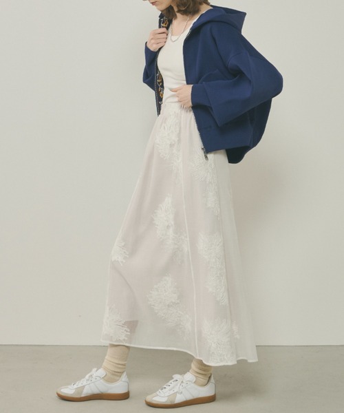 Unitage(ユニテージ)の「総刺繍シアーフレアスカート(スカート・レディース・アイボリー/ブラック・FREE)」の18枚目の写真