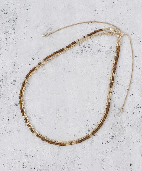 THE SHOP TK (ザ ショップ ティーケー )の「ビーズ2WAYネックレス(ネックレス・レディース・ブラック/キャメル・00)」の2枚目の写真