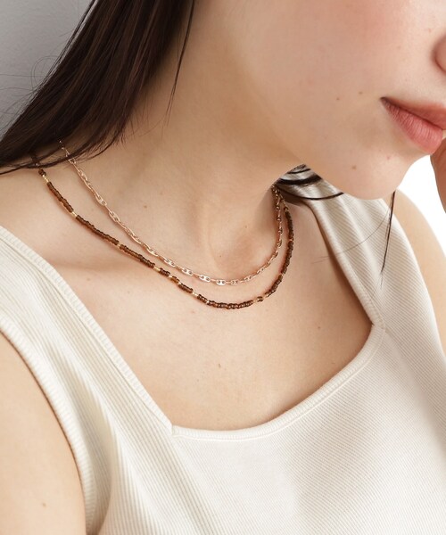 THE SHOP TK (ザ ショップ ティーケー )の「ビーズ2WAYネックレス(ネックレス・レディース・ブラック/キャメル・00)」の3枚目の写真