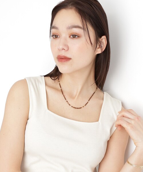 THE SHOP TK (ザ ショップ ティーケー )の「ビーズ2WAYネックレス(ネックレス・レディース・ブラック/キャメル・00)」の9枚目の写真