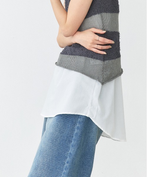 ad thie(アドティエ)の「シャツレイヤード ロングタンクトップ(タンクトップ・レディース・ブルー系/ネイビー系/オフホワイト・FREE)」の1枚目の写真