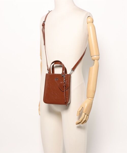 セール】【ハートチャーム付】2WAY レザーライクLOGOハンドバッグ/ミニ  