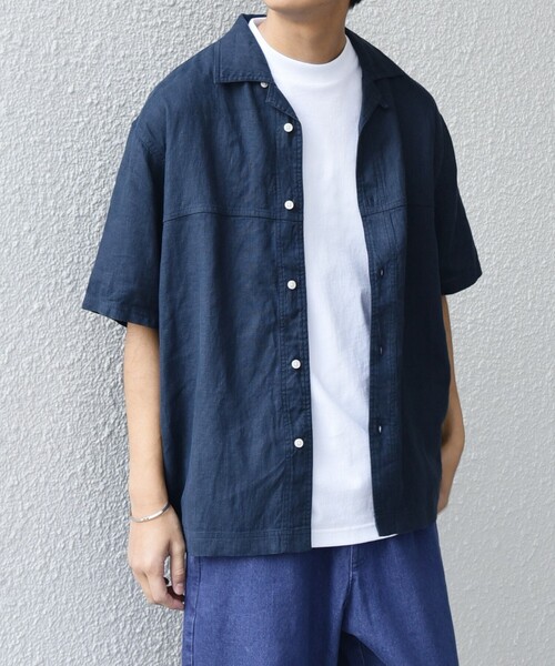 セール】SHIPS any:〈洗濯機可能〉NOVELTEX リネン オープンカラー